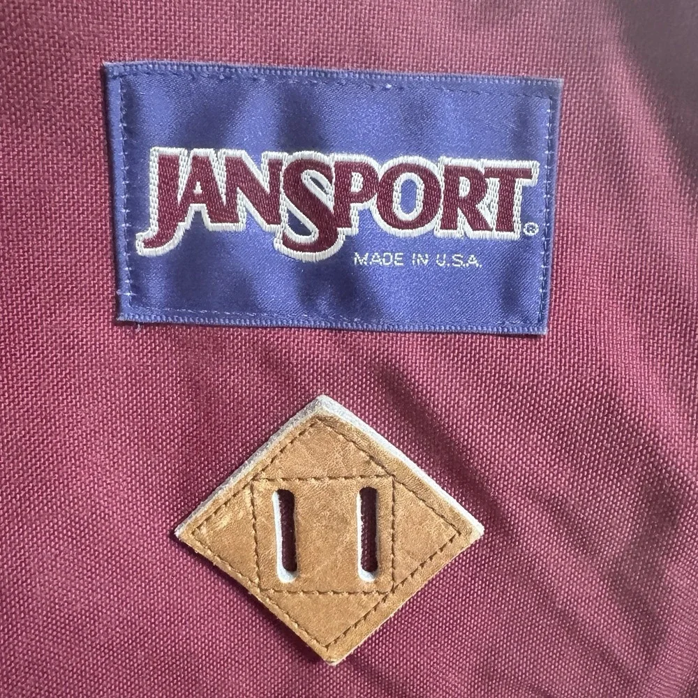 Vtg JANSPORT x REI Backpack Burgundy 50 Yr Anniversary Leather Bottom Hiking 80s